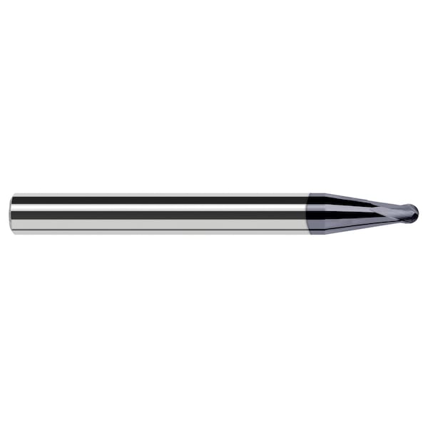 High Helix End Mill for Medium Alloy Steels - Ball 0.0620" (1/16) Cutter DIA x 0.0500" Length of Cut